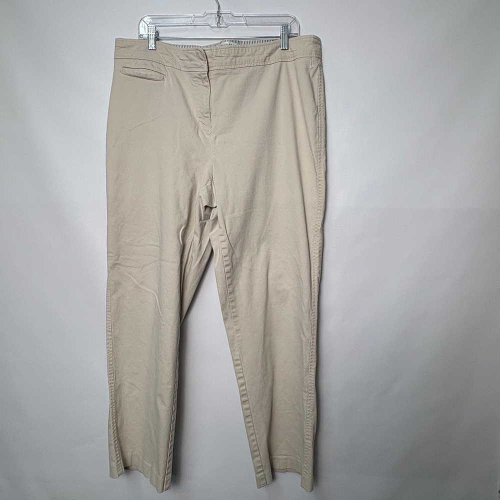 Vtg Y2K Tommy Hilfiger Womens Beige Stretch Cotton Khaki Chino Pants Size 18